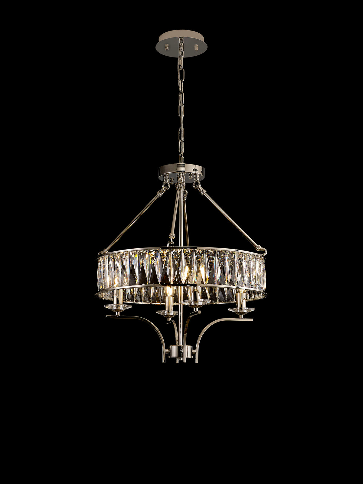 Diyas IL31818 Vivienne Crystal  4 Light Pendant Polished Nickel