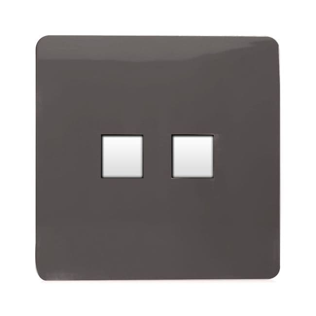 Trendiswitch Artistic Modern 2 Gang RJ45 Cat 5e PC Ethernet and Telephone Slave Sockets