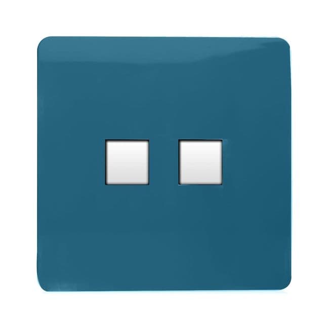 Trendiswitch Artistic Modern 2 Gang RJ45 Cat 5e PC Ethernet and Telephone Slave Sockets