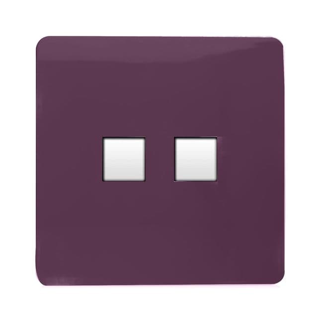 Trendiswitch Artistic Modern 2 Gang RJ45 Cat 5e PC Ethernet and Telephone Slave Sockets