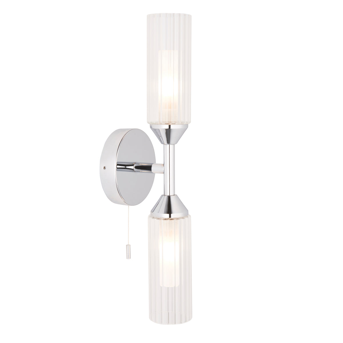 NOV172253 Novak 2 Light Wall Light Chrome with Glass