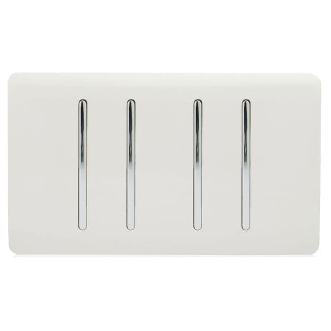Trendiswitch Artistic Modern 4 Gang Light Switch (3x 1 or 2 Way and 1 x Intermediate) Twin Plate