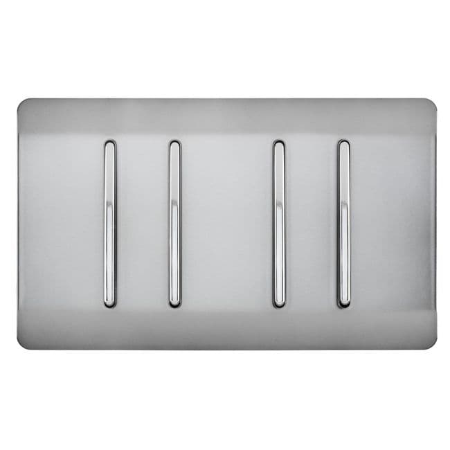 Trendiswitch Artistic Modern 4 Gang Light Switch (3x 1 or 2 Way and 1 x Intermediate) Twin Plate