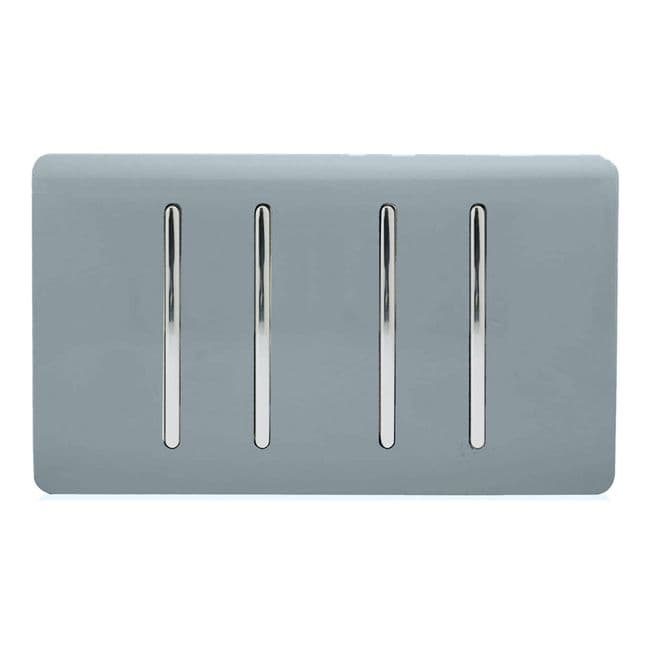 Trendiswitch Artistic Modern 4 Gang Light Switch (3x 1 or 2 Way and 1 x Intermediate) Twin Plate