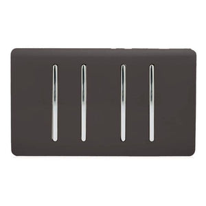 Trendiswitch Artistic Modern 4 Gang Light Switch (3x 1 or 2 Way and 1 x Intermediate) Twin Plate