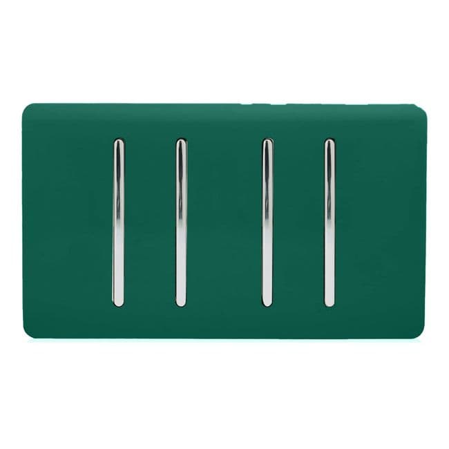 Trendiswitch Artistic Modern 4 Gang Light Switch (3x 1 or 2 Way and 1 x Intermediate) Twin Plate