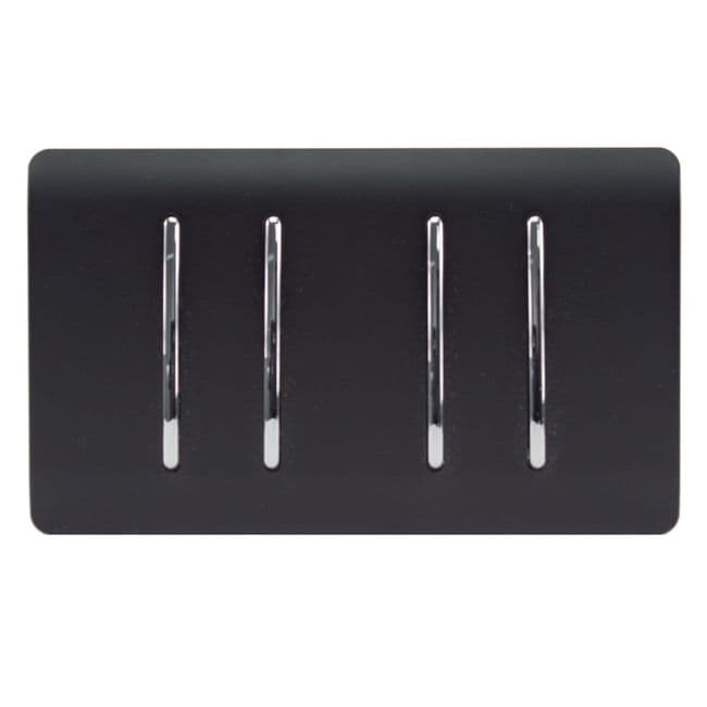Trendiswitch Artistic Modern 4 Gang Light Switch (3x 1 or 2 Way and 1 x Intermediate) Twin Plate