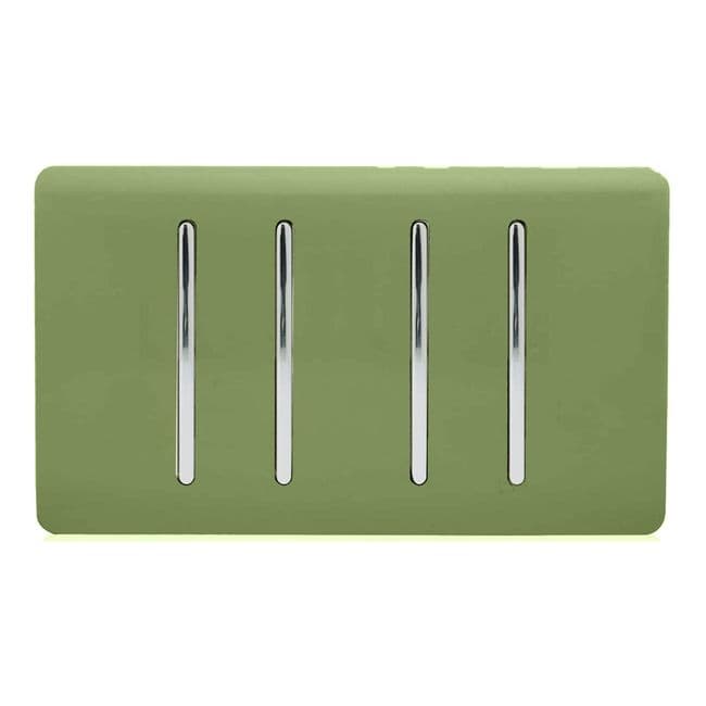 Trendiswitch Artistic Modern 4 Gang Light Switch (3x 1 or 2 Way and 1 x Intermediate) Twin Plate