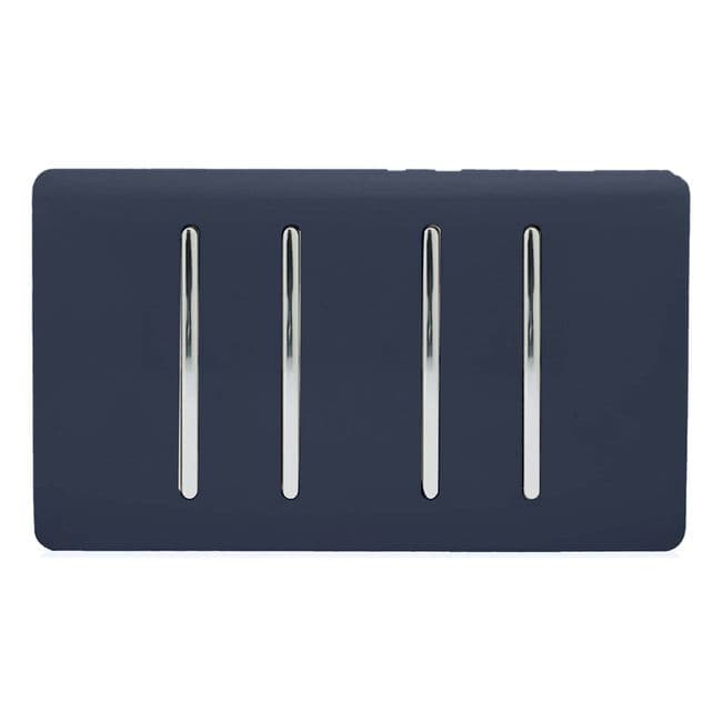 Trendiswitch Artistic Modern 4 Gang Light Switch (3x 1 or 2 Way and 1 x Intermediate) Twin Plate