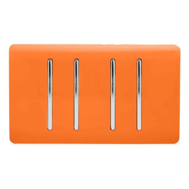 Trendiswitch Artistic Modern 4 Gang Light Switch (3x 1 or 2 Way and 1 x Intermediate) Twin Plate