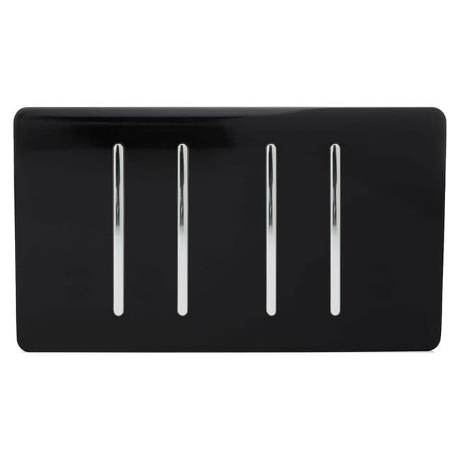 Trendiswitch Artistic Modern 4 Gang Light Switch (3x 1 or 2 Way and 1 x Intermediate) Twin Plate