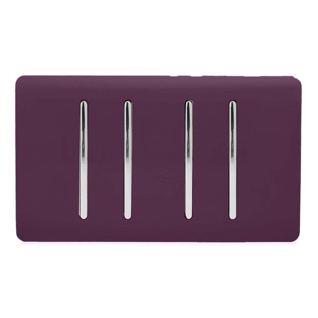 Trendiswitch Artistic Modern 4 Gang Light Switch (1x 1 or 2 Way and 3 x Intermediate)