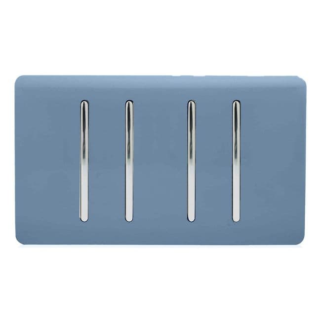 Trendiswitch Artistic Modern 4 Gang Light Switch (3x 1 or 2 Way and 1 x Intermediate) Twin Plate