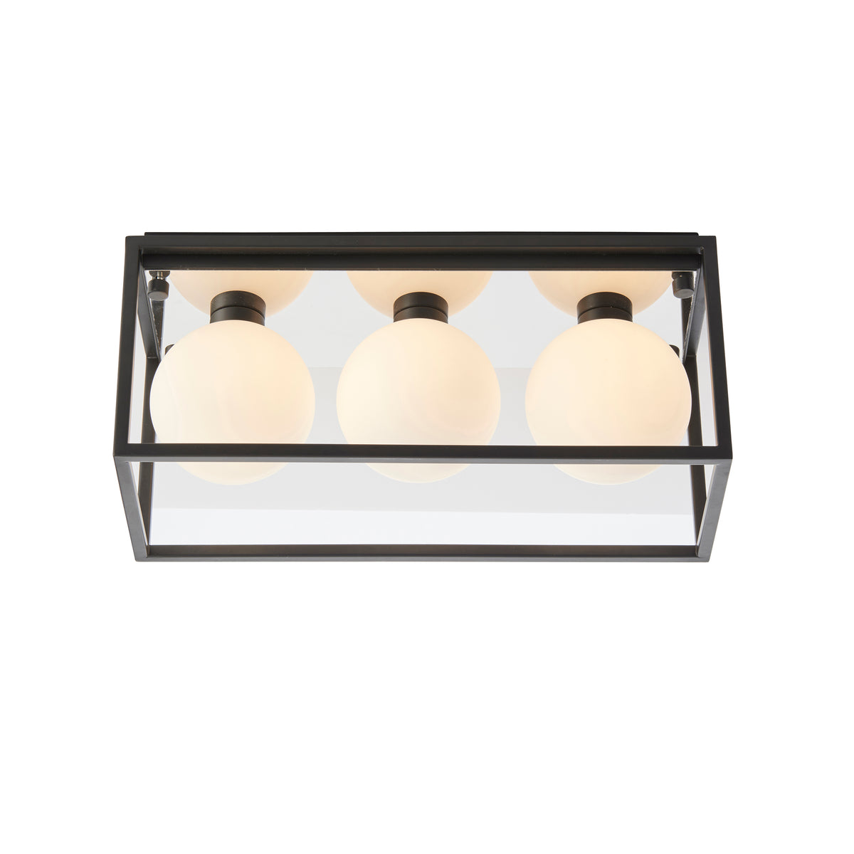 LAD051262 Ladipo 3 Light Flush Black with Glass