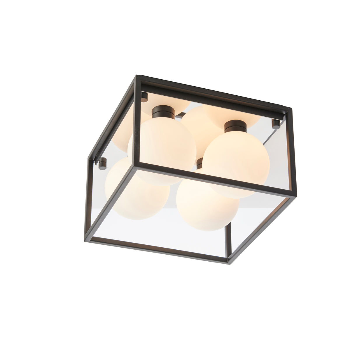 LAD050262 Ladipo 4 Light Flush Black with Glass