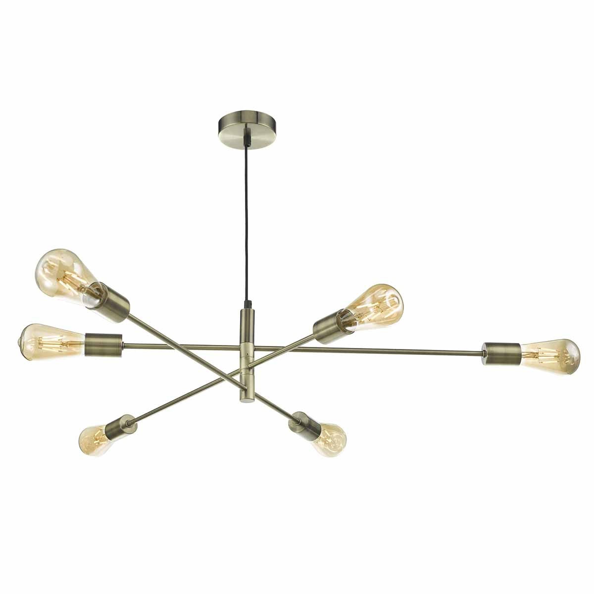 Dar ALA0675 Alana 6 Light Pendant In Antique Brass