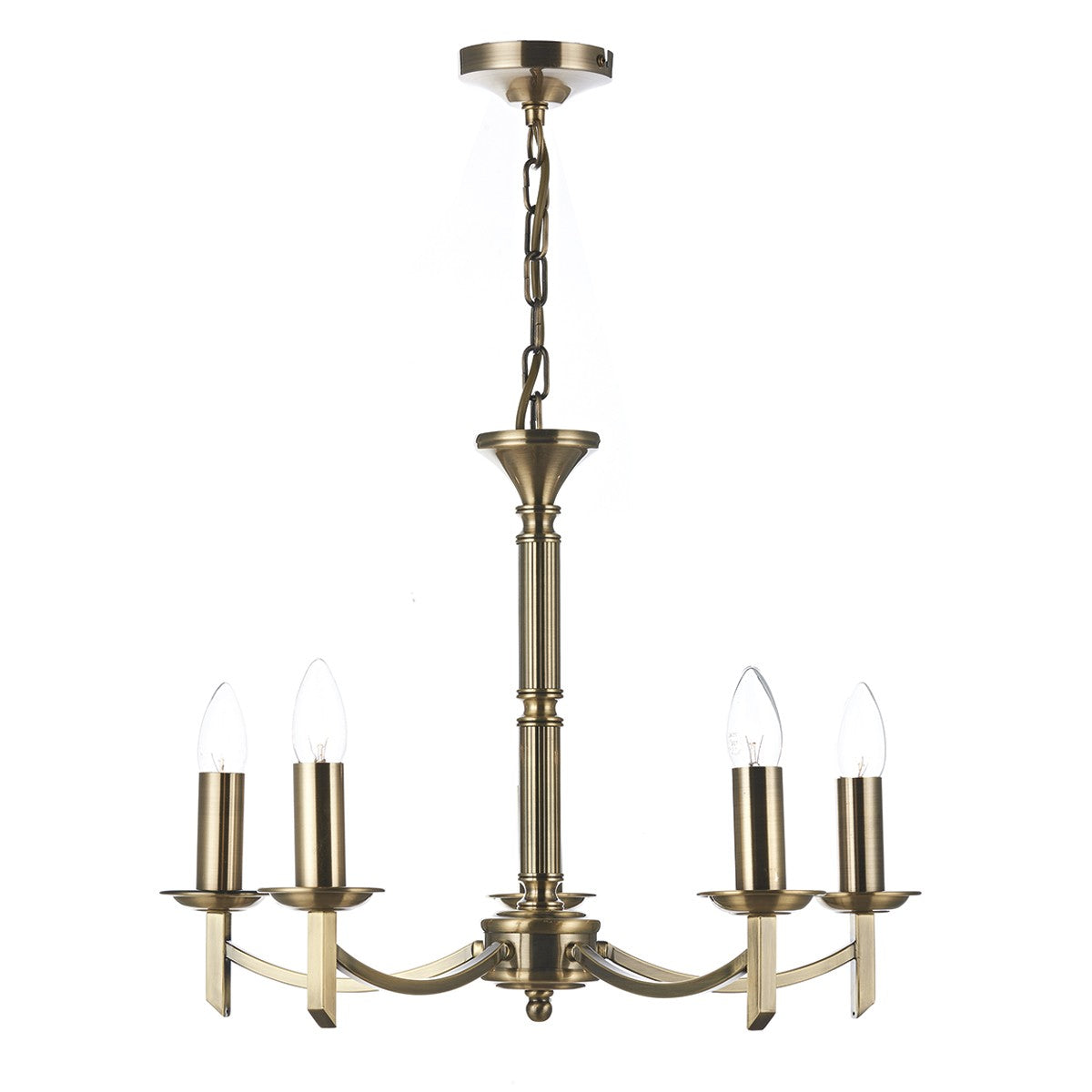 Dar AMB0575 Ambassador 5 Light Pendant Antique Brass