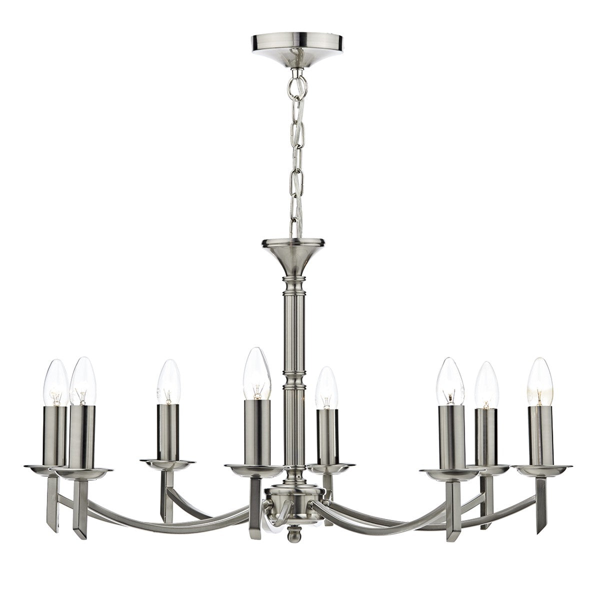 Dar AMB0846 Ambassador 8 Light Pendant Satin Chrome