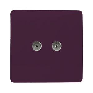 Trendiswitch Artistic Modern 2 Gang Female Co-Axial Television Socket