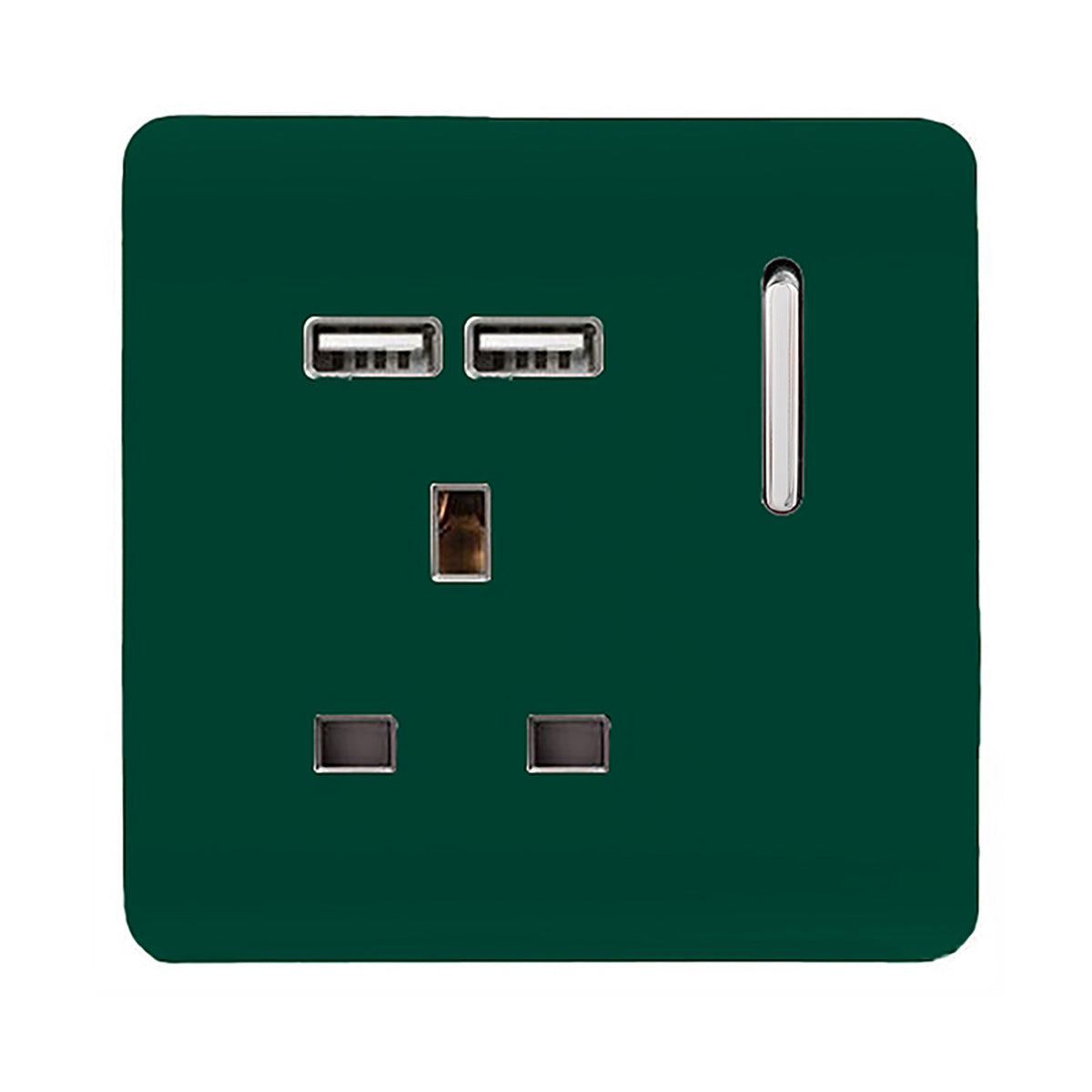 Trendi Switch 1 Gang 13 Amp Switched Plug Socket in Moss Green Trendi Switch 1 Gang 13 Amp Switched Plug Socket in Moss Green