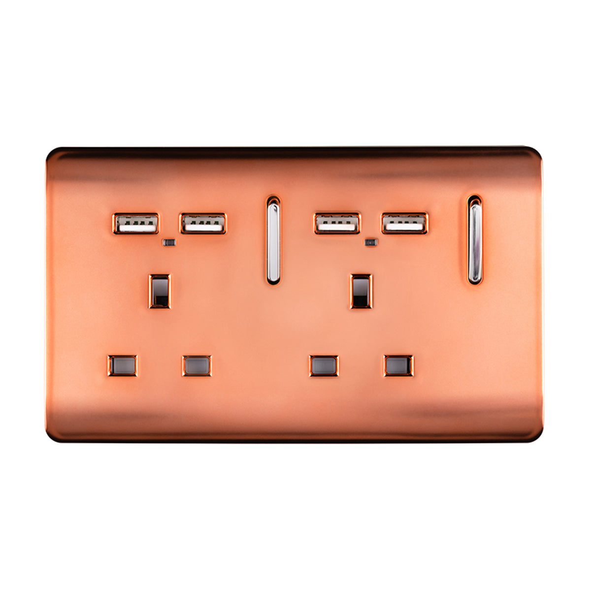 Trendiswitch Artistic Modern 2 Gang 4 Port USB 2100mA Plug Socket