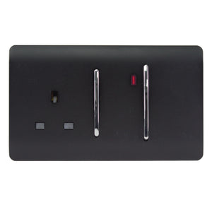 Trendiswitch Artistic Modern 45 Amp Cooker Switch and 13 Amp Plug Socket with Neon