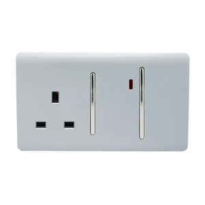Trendiswitch Artistic Modern 45 Amp Cooker Switch and 13 Amp Plug Socket with Neon