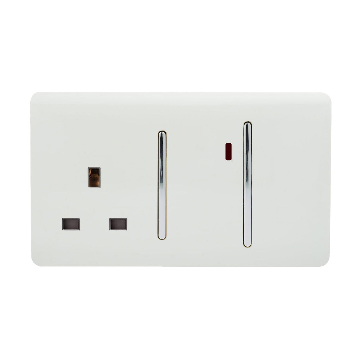 Trendiswitch Artistic Modern 45 Amp Cooker Switch and 13 Amp Plug Socket with Neon