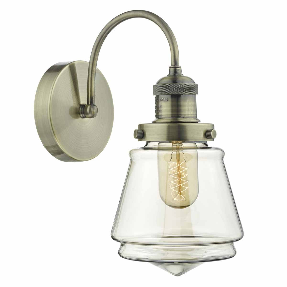Dar CUR0775 Curtis Antique Brass Wall Light