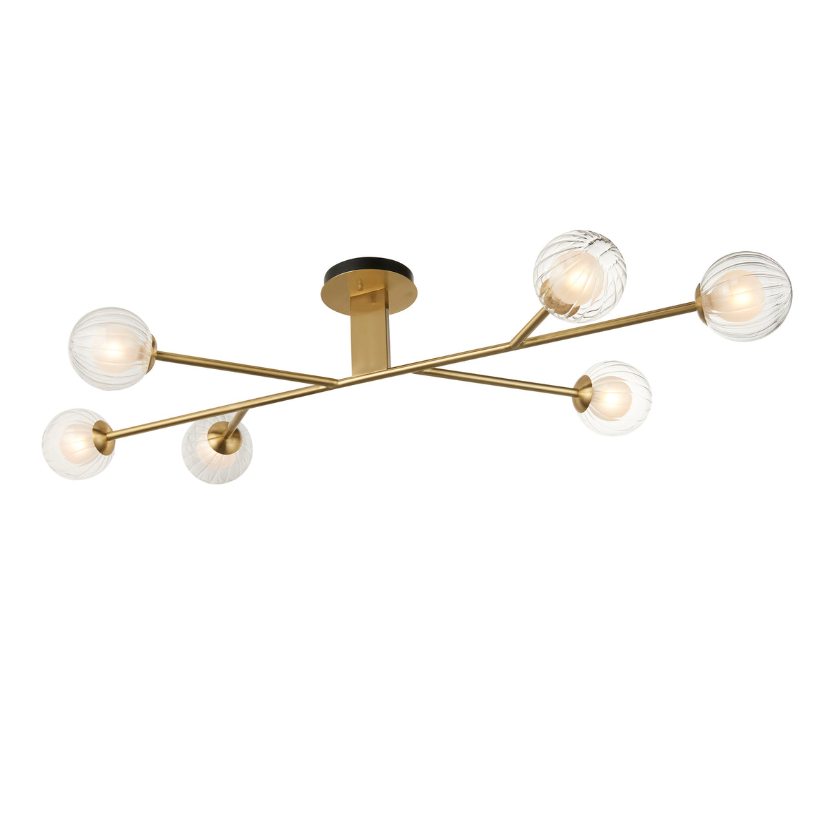BRA689019 Brahms 6 Light Semi Flush Satin brass