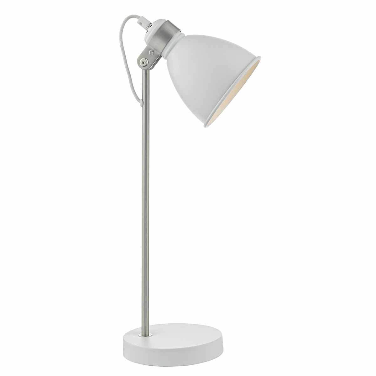 Dar FRE4202 Frederick White Satin Chrome Table Lamp