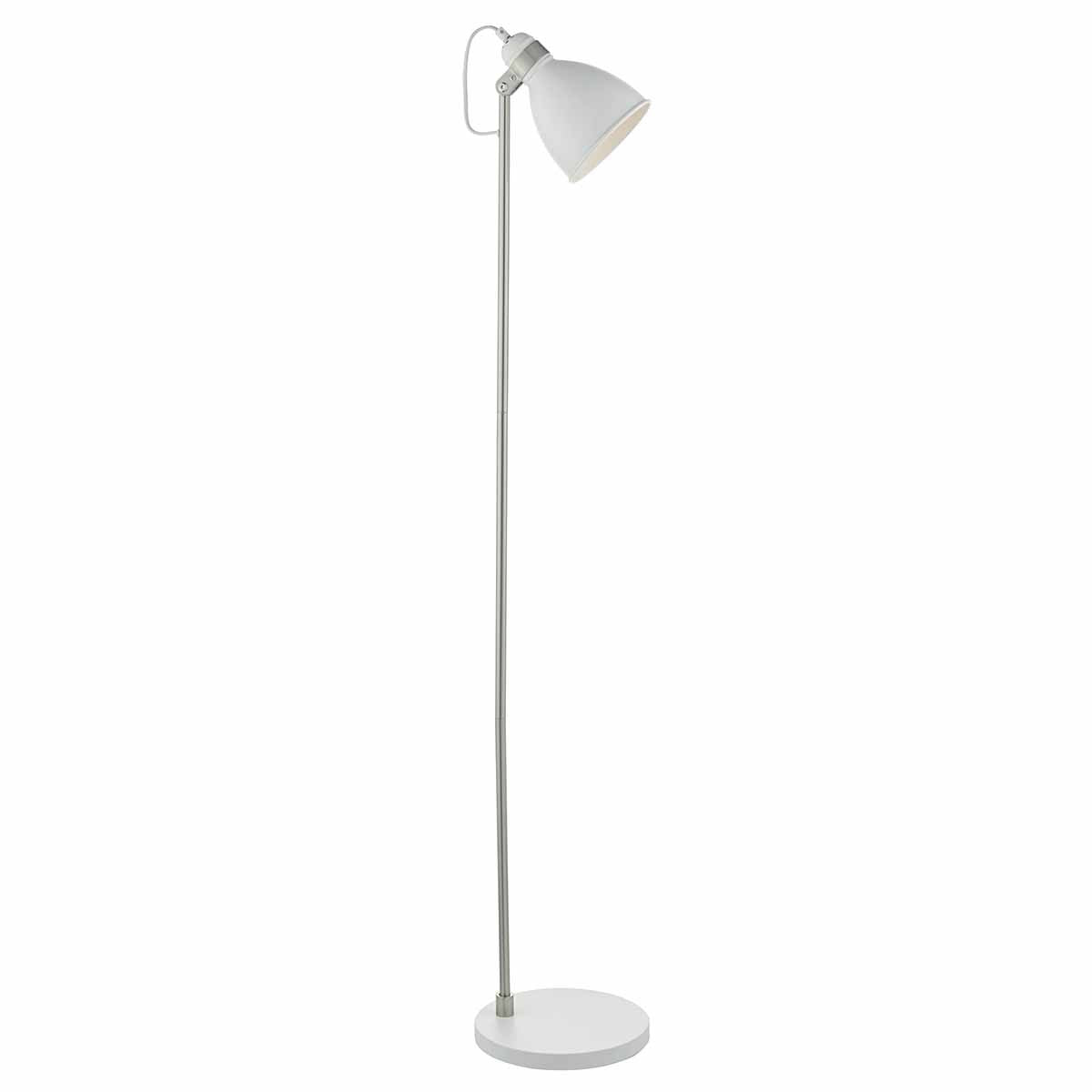 Dar FRE4902 Frederick White And Satin Chrome Floor Lamp