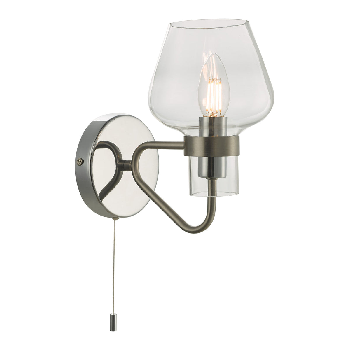 Dar KET0746 Keta Satin Chrome Wall Light