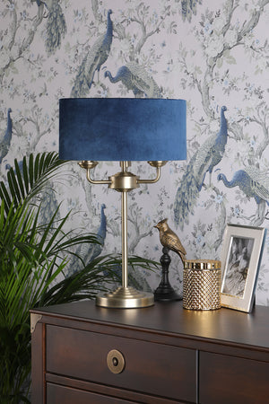 Laura Ashley LA3756234-Q Sorrento Table Lamp Antique Brass/Blue