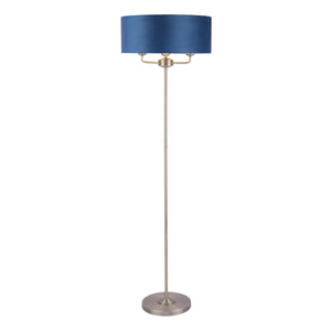 Laura Ashley LA3756235-Q Sorrento 3 Light Floor Lamp Antique Brass/Blue