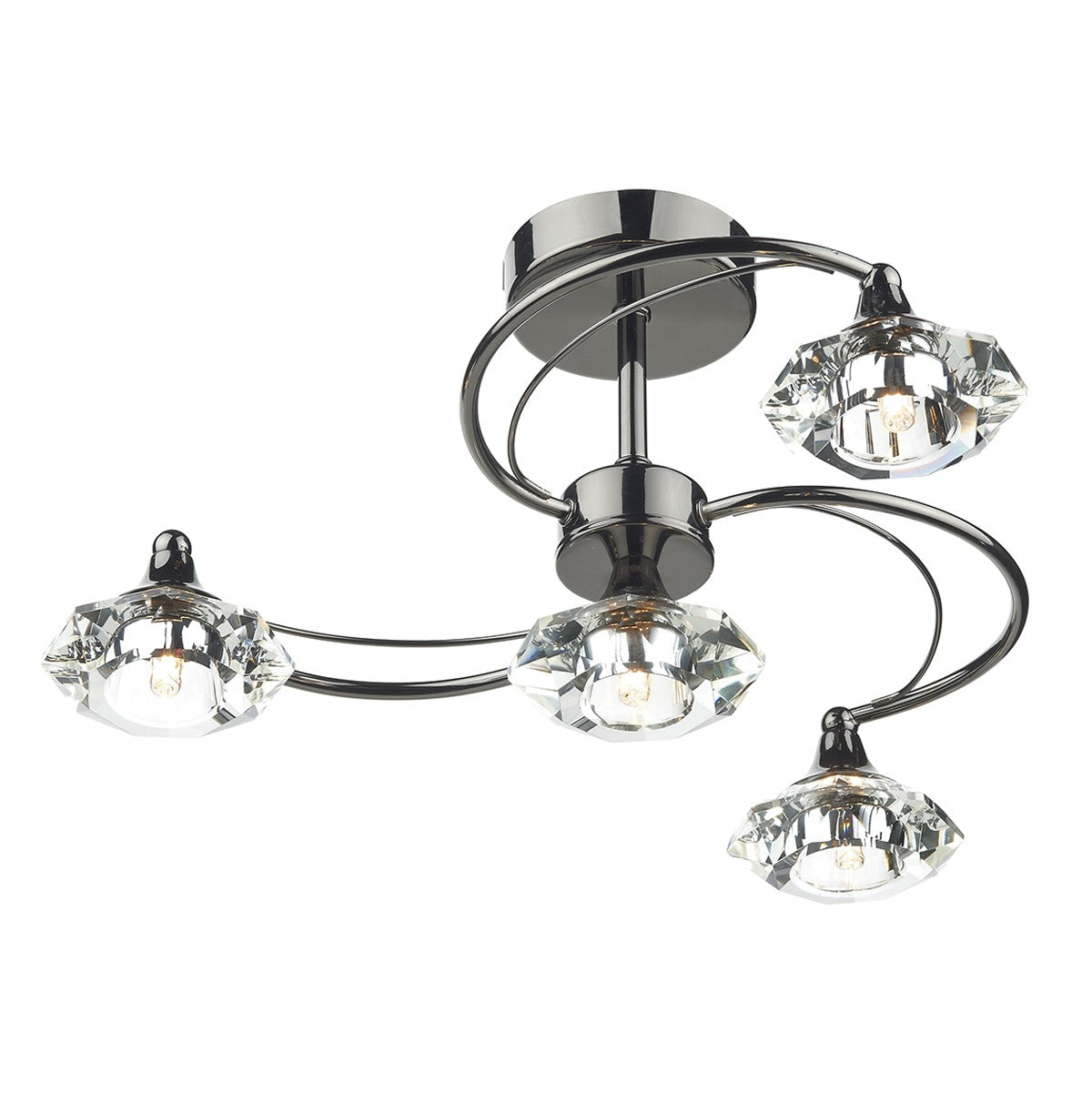 Dar LUT0467 Luther 4 Light Semi Flush Black Chrome