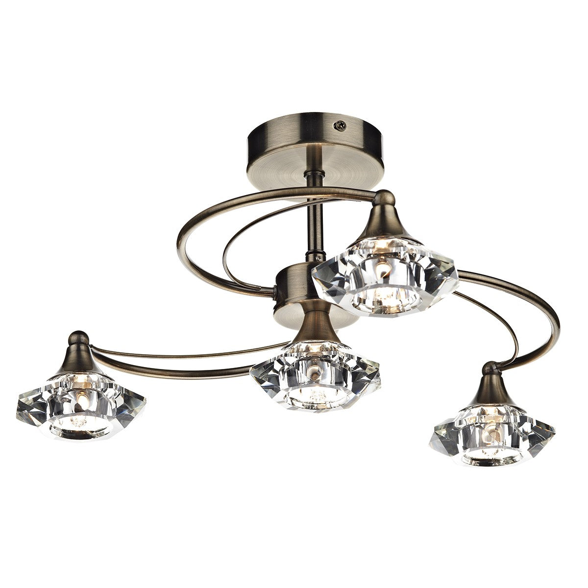 Dar LUT0475 Luther 4 Light Semi Flush Antique Brass