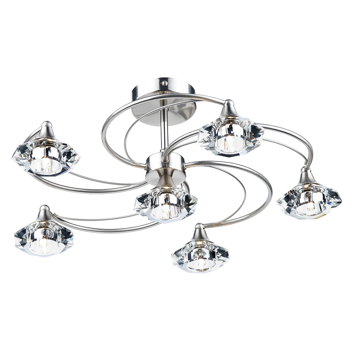 Dar LUT0646 Luther 6 Light Semi Flush Satin Chrome