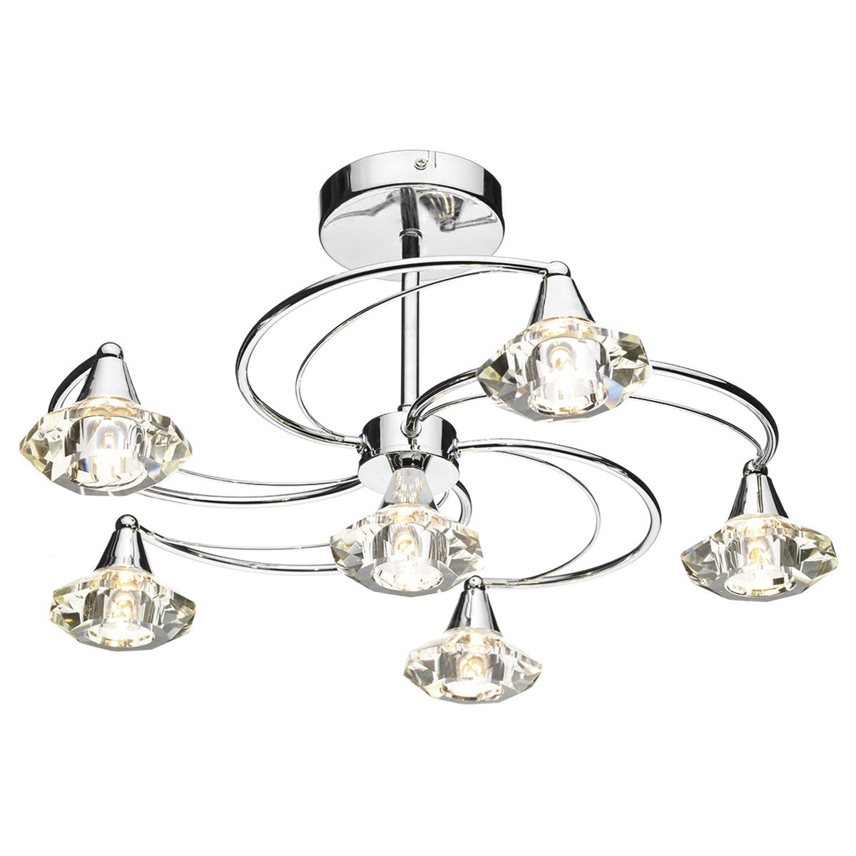 Dar LUT0650 Luther 6 Light Semi Flush Polished Chrome