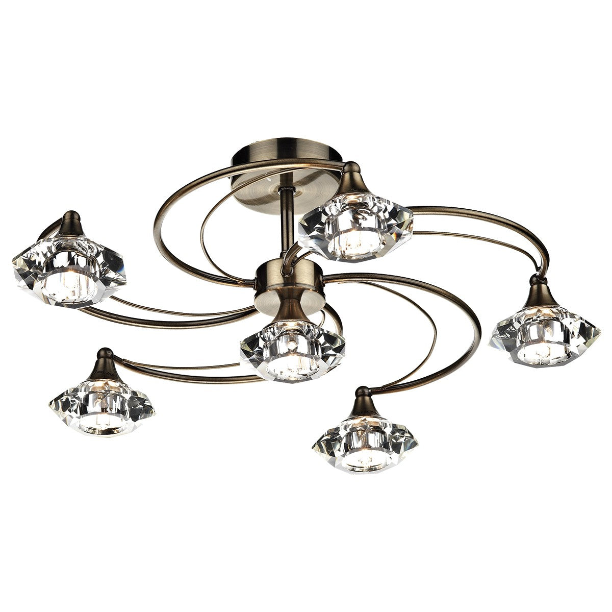 Dar LUT0675 Luther 6 Light Semi Flush Antique Brass