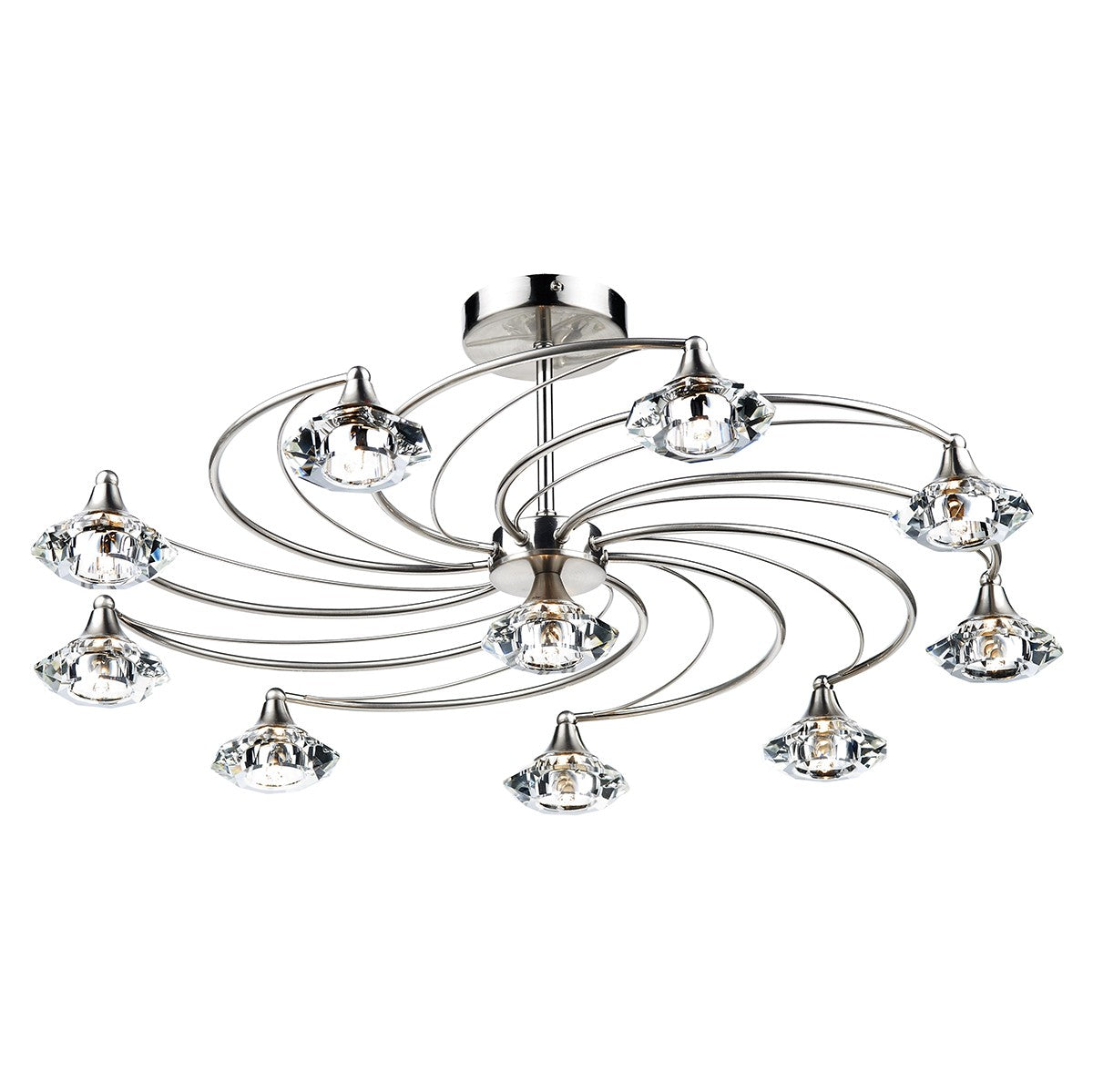 Dar LUT2346 Luther 10 Light Semi Flush Satin Chrome
