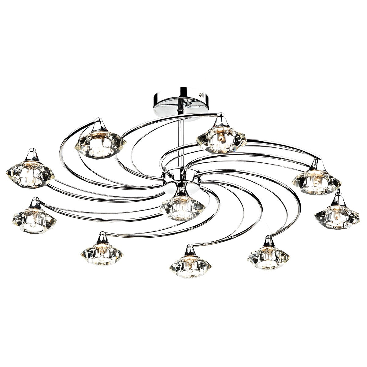 Dar LUT2350 Luther 10 Light Semi Flush Polished Chrome