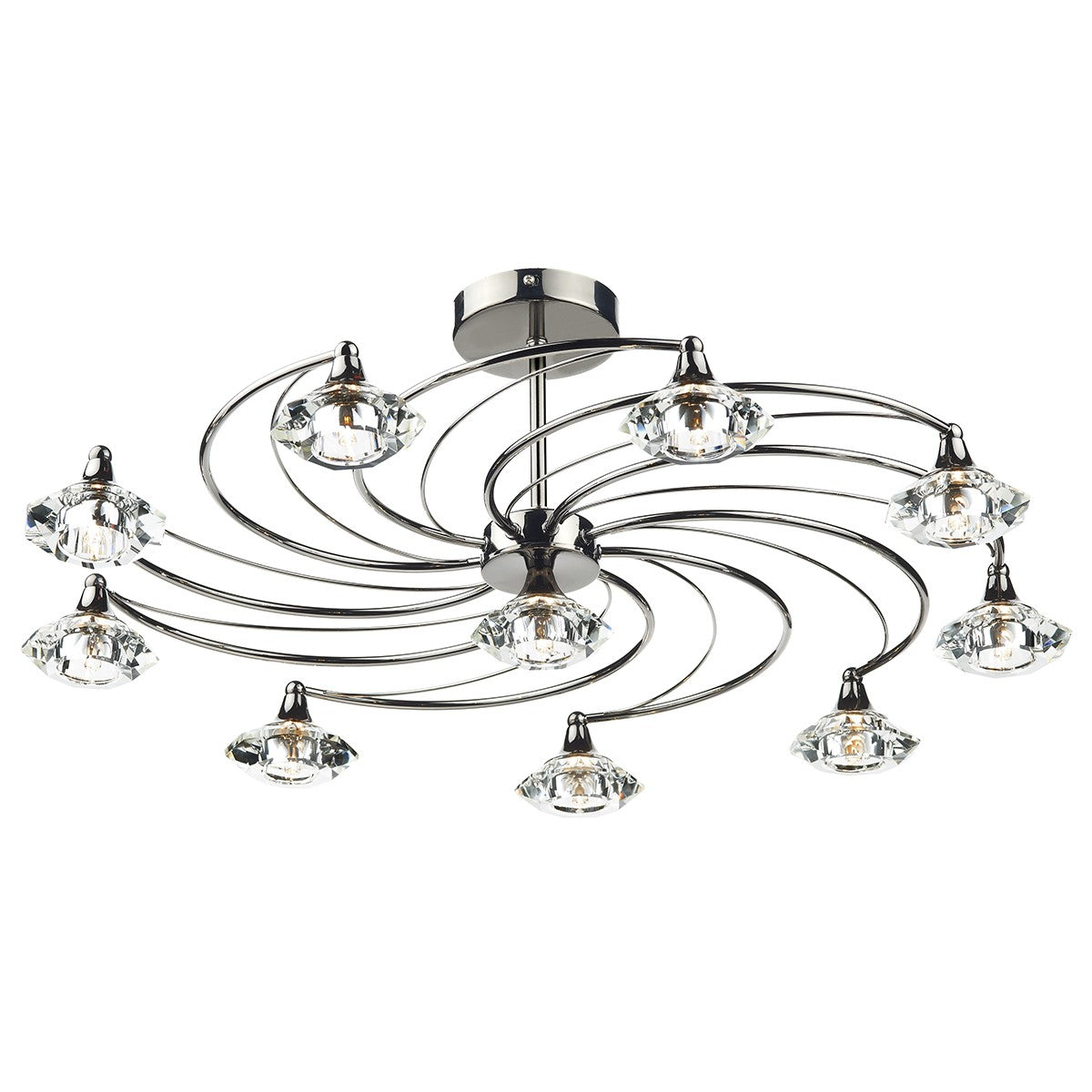 Dar LUT2367 Luther 10 Light Semi Flush Black Chrome