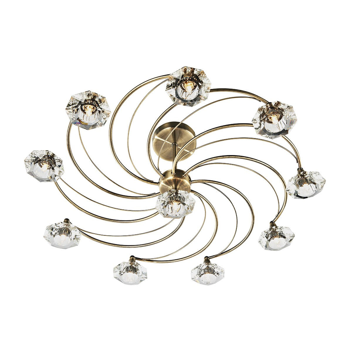 Dar LUT2375 Luther 10 Light Semi Flush Antique Brass