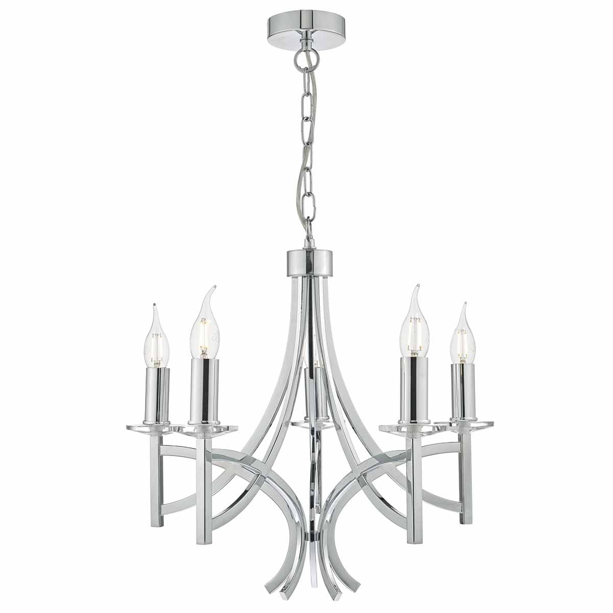Dar LYO0550 Lyon Polished Chrome 5 Light Pendant