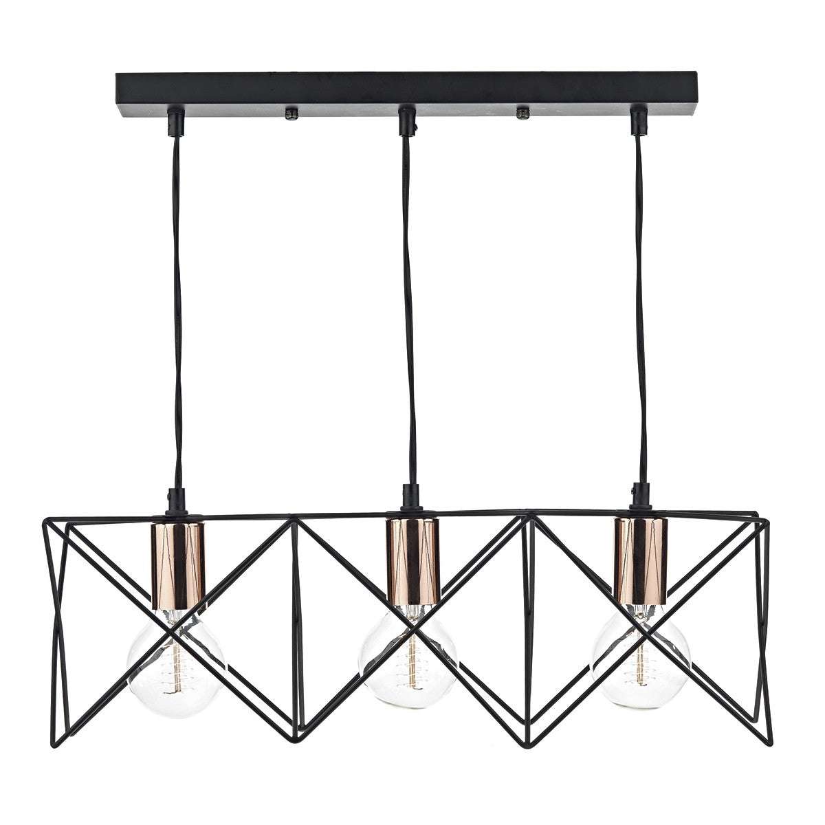 Dar MID0322 Midi 3 Light Bar Pendant Copper