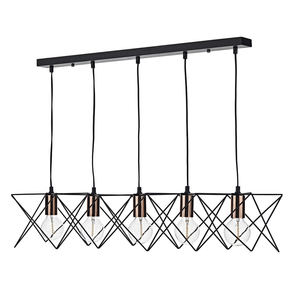 Dar MID0522 Midi 5 Light Bar Pendant Copper