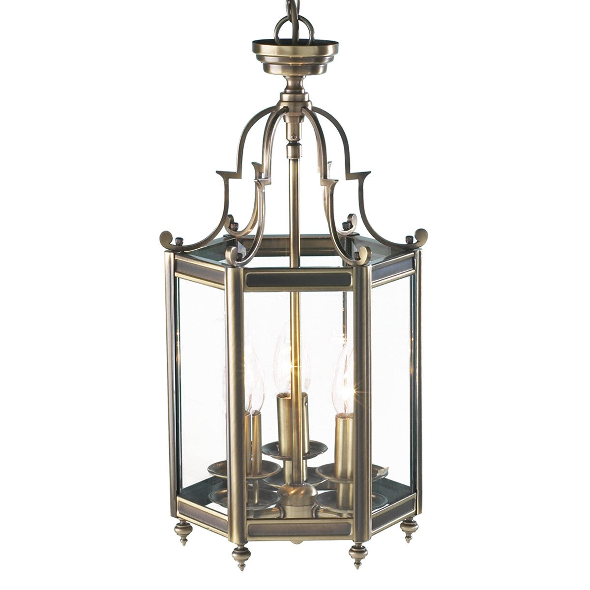 Dar MOO0375 Moorgate 3 Light Lantern Antique Brass
