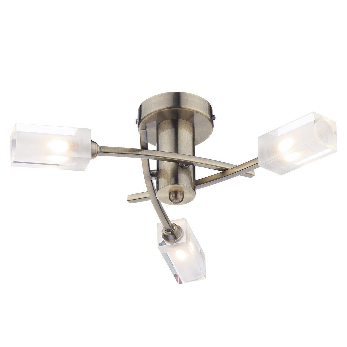 Dar MOR0375 Morgan 3 Light Semi Flush Antique Brass