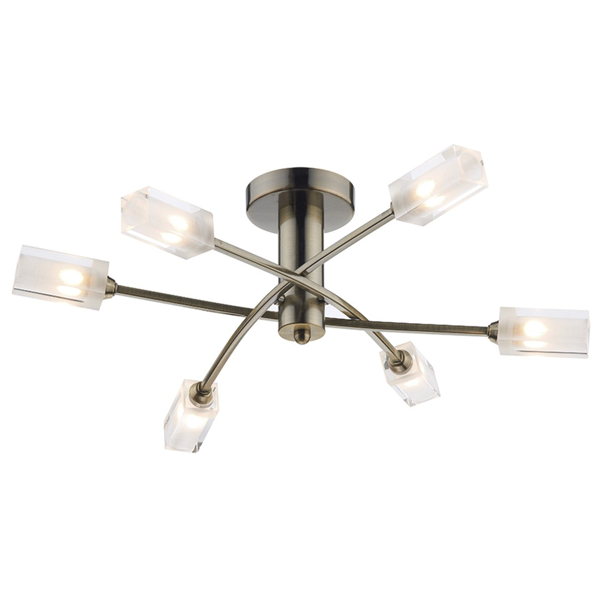 Dar MOR6475 Morgan 6 Light Semi Flush Antique Brass